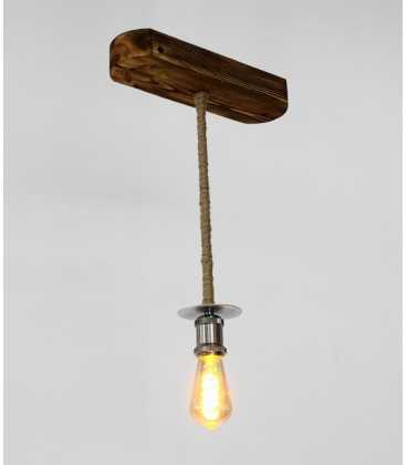Wood, metal and rope pendant light 262