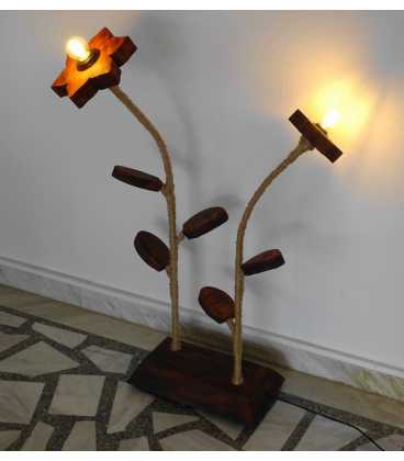 Wood, metal and rope floor lamp 266