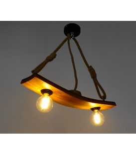 Wood and rope pendant light 269