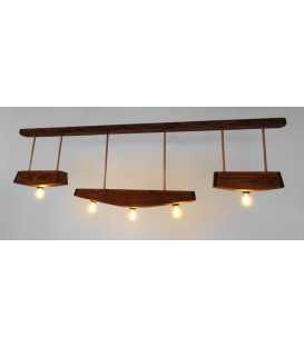 Wood and copper pipes pendant light 279