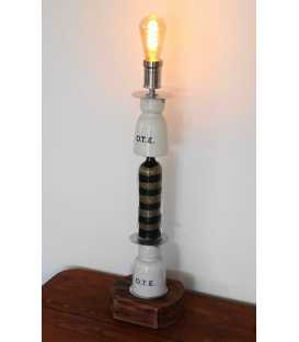 Decorative wine bottle table light with a wooden base 292
