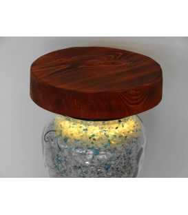 Διακοσμητικό φωτιστικό επιτραπέζιο από ξύλο και γυάλινο βάζο με διακοσμητική άμμο 294