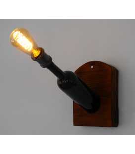 Glass bottle and wood wall light 302