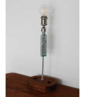 Decorative ouzo bottle and wood table light with bottle holder for two bottles 319