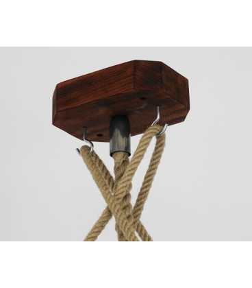 Wood, metal and rope pendant light 314