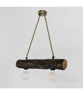 Wood and rope pendant light 341