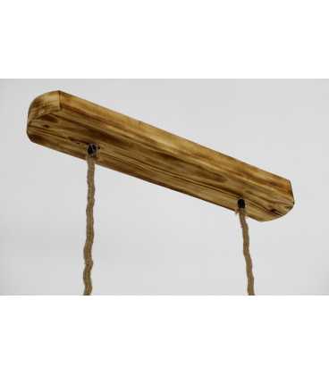 Hängende Deckenleuchte aus Holz und Seil 343