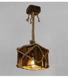 Wood and rope pendant light 344