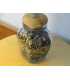 Decorative table light made of a jar with decorative gravel, wood and rope 362