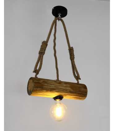 Wood and rope pendant light 382