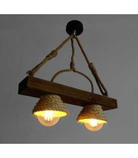 Wood and rope pendant light 402