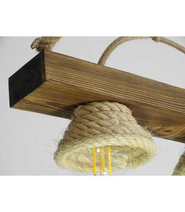 Holz und Seil hängende Deckenleuchte 402
