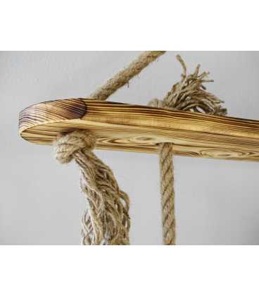 Hanging wood and rope wall shelf 410