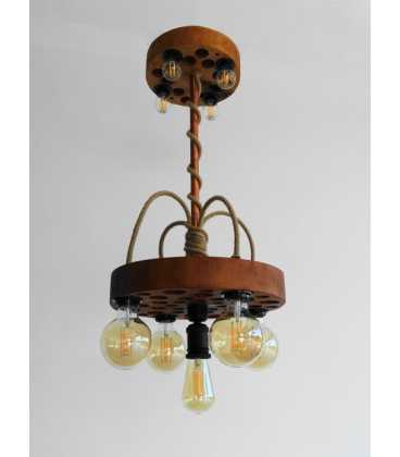 Wood and rope pendant light 413