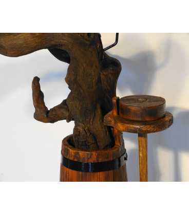 Κηροπήγιο ξύλινο-μεταλλικό από ρίζα δέντρου και παλιό δοχείο