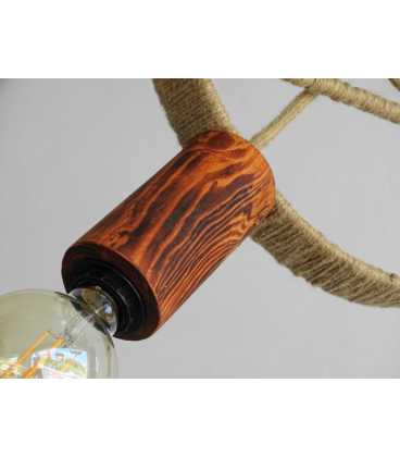 Wood, metal and rope pendant light 428