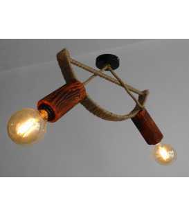 Wood, metal and rope pendant light 428