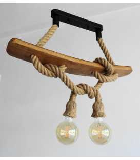 Wood and rope pendant light 432