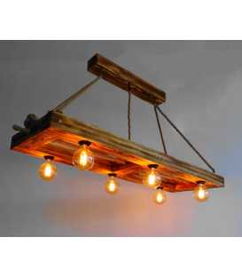 Wood and rope pendant light 442
