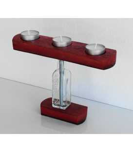 Wood and glass bottle candle holder 465