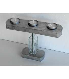 Wood and glass bottle candle holder 468