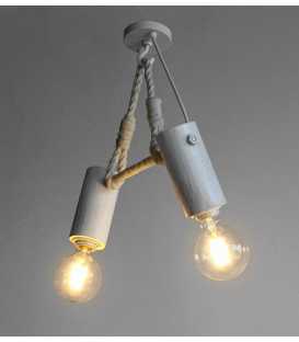 Wood, metal and rope pendant light 471