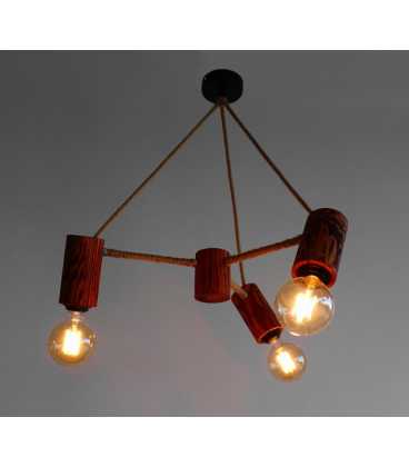 Wood and rope pendant light 500