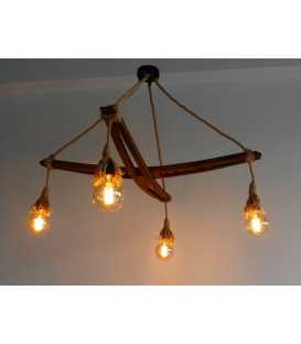 Wood and rope pendant light 537