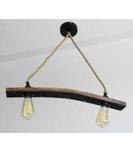 Wood and rope pendant light 542