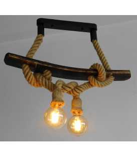 Wood and rope pendant lamp 585