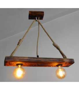 Wood and rope pendant light 591