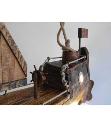 Wood and rope pendant lamp "Ship" 601