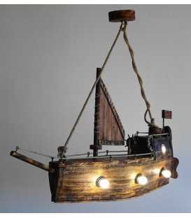 Wood and rope pendant lamp "Ship" 601