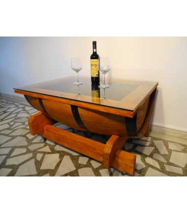Τραπέζι από ξύλινο βαρέλι κρασιού με τζάμι