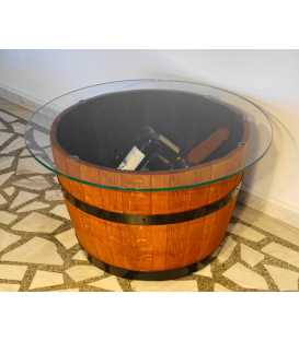 Wine barrel table with glass top 051