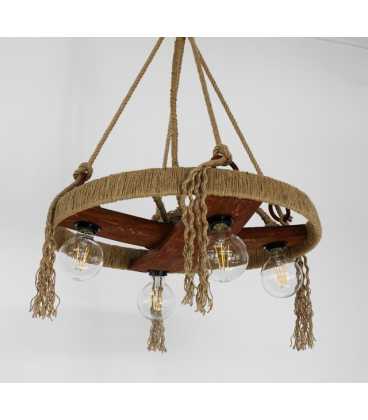 Μetal, wood and rope pendant light 067