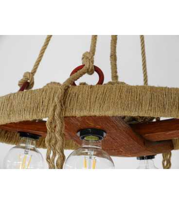 Μetal, wood and rope pendant light 067