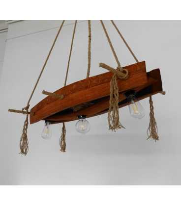 Holz und Seil hängende Deckenleuchte 072