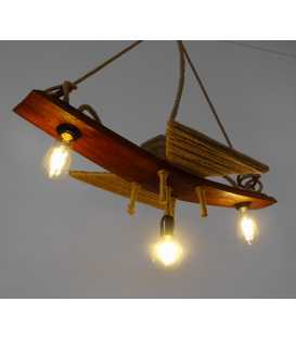 Wood and rope pendant light 074