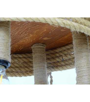 Holz und Seil hängende Deckenleuchte 081