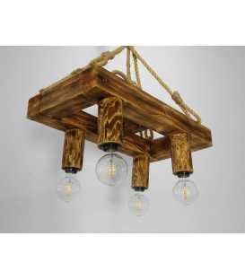 Wood and rope pendant light 084