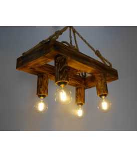 Wood and rope pendant light 084