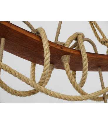 Holz und Seil hängende Deckenleuchte 090