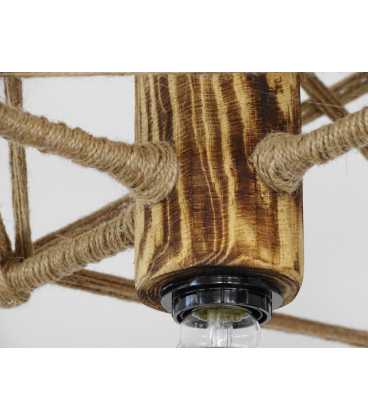 Μetal, wood and rope pendant light 099