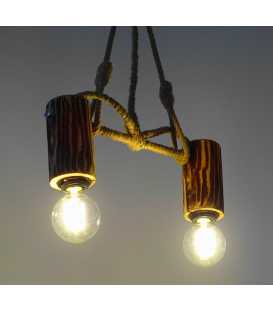 Wood, metal and rope pendant light 105