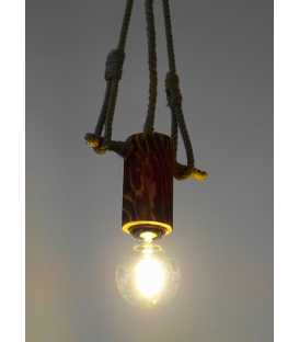 Wood, metal and rope pendant light 106