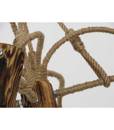 Holz, Metal und Seil hängende Deckenleuchte 124