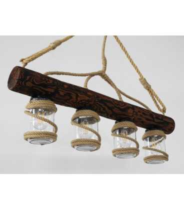 Wood, rope and jar pendant light 131