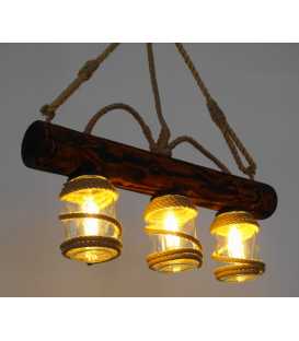 Wood, rope and jar pendant light 134