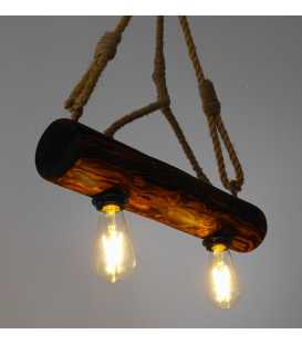 Holz und Seil hängende Deckenleuchte 135